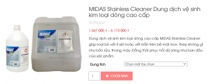 Dung dịch tẩy rỉ bề mặt kim loại MIDAS Stainless Cleaner