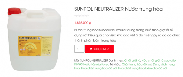 Sunpol Newtralizer nước trung hoà