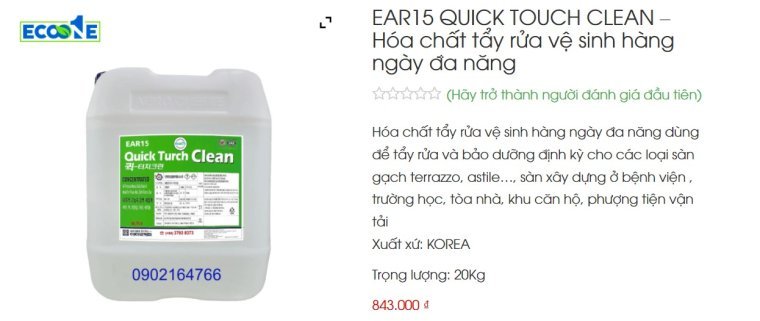 EAR 15 Quick touch clean chất tẩy rửa vệ sinh đa năng hàng ngày