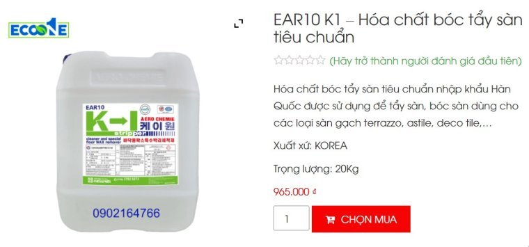EAR10 - K1 Hóa chất bóc tẩy sàn tiêu chuẩn