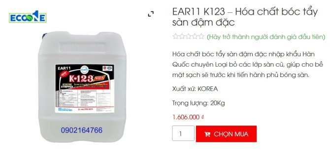 EAR 11 - K123 Hóa chất bóc tẩy sàn đậm đặc