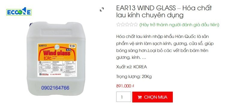 EAR13 Wind glass chất lau kính chuyên dụng