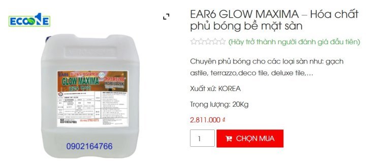 EAR6 Glow Maxima chất phủ bóng sàn siêu cấp