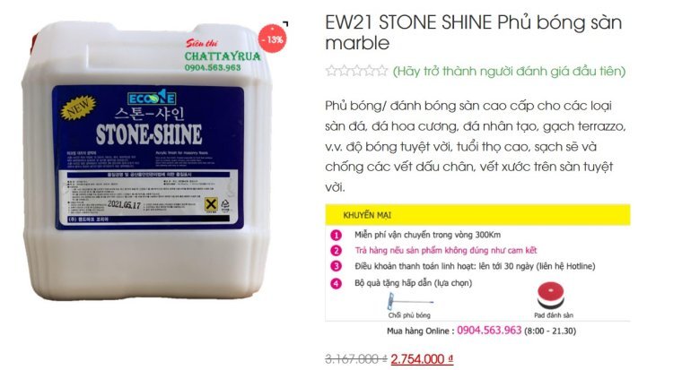EW21 Stone shine dung dịch phủ bóng sàn Marble
