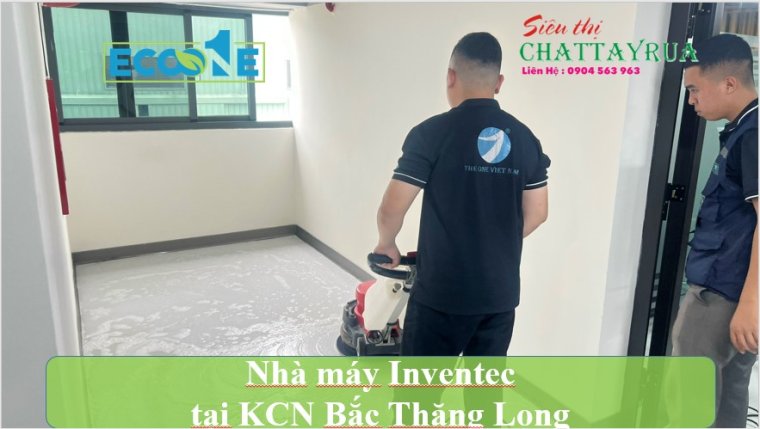 Nhà máy Invetec tại KCN Bắc Thăng Long sử dụng máy chà sàn đơn E Clean để làm sạch khu vực văn phòng