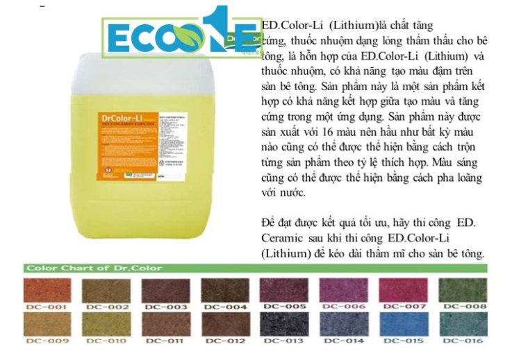 ED Color - Li chất tăng cứng, nhuộm màu dạng lỏng cho sàn bê tông