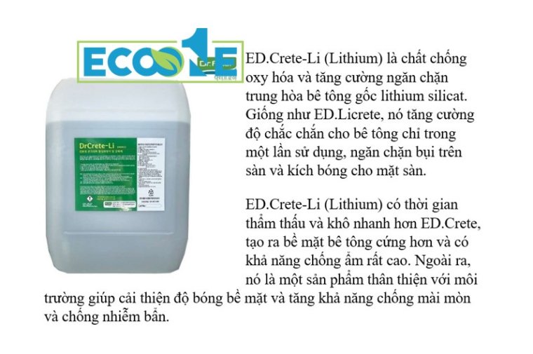 ED. Crete - Li hóa chất tăng cứng cao cấp dùng cho sàn bê tông