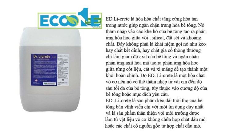 ED.Li-crete là hóa hóa chất tăng cứng tiêu chuẩn cho sàn bê tông