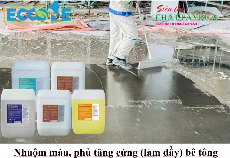 Nhuộm màu, phủ tăng cứng (làm dầy) bê tông