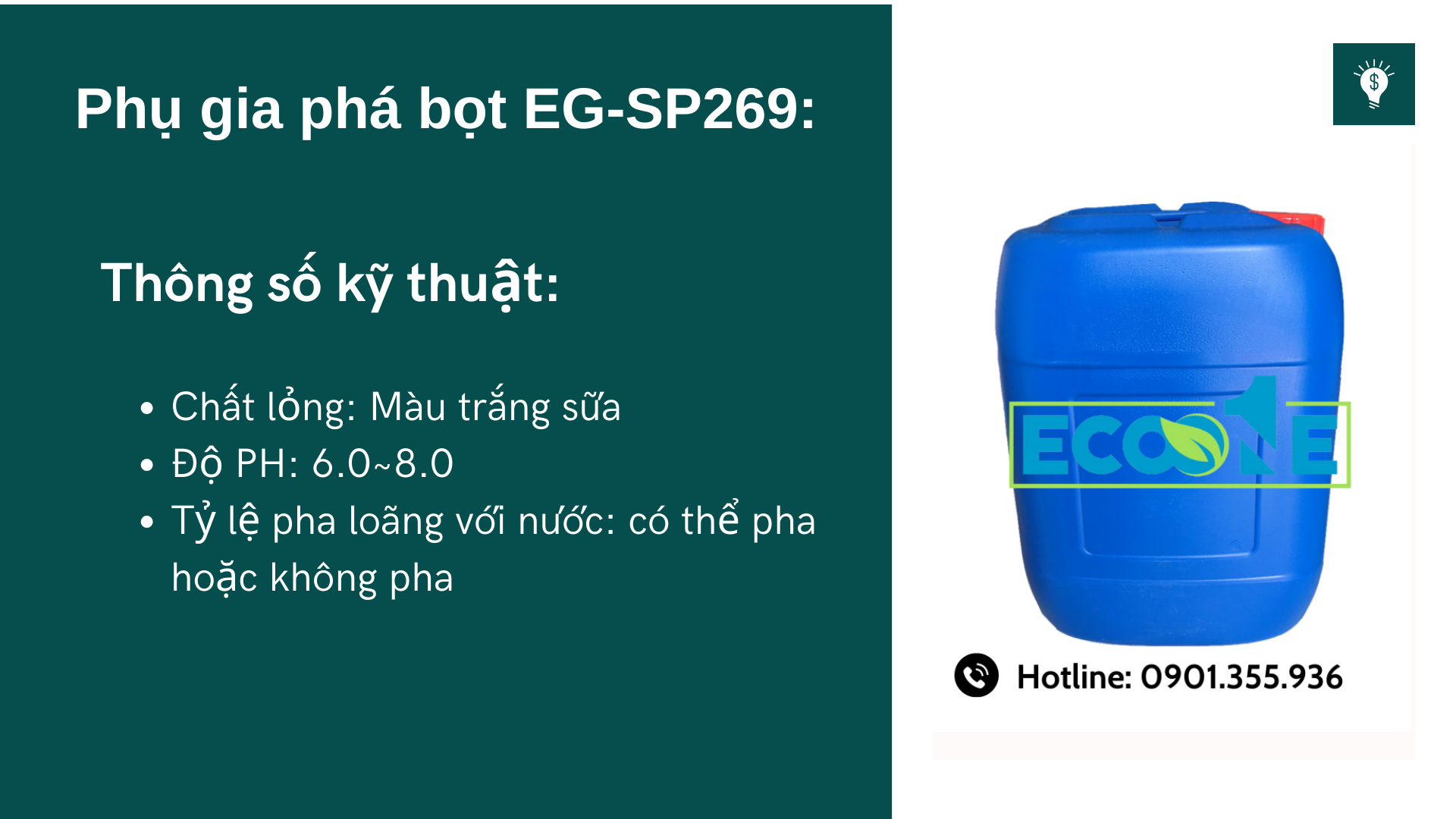 Phụ gia phá bọt EG-SP269 chất lượng vượt trột Eco One Việt Nam cung ứng cho quy trình dệt nhuộm