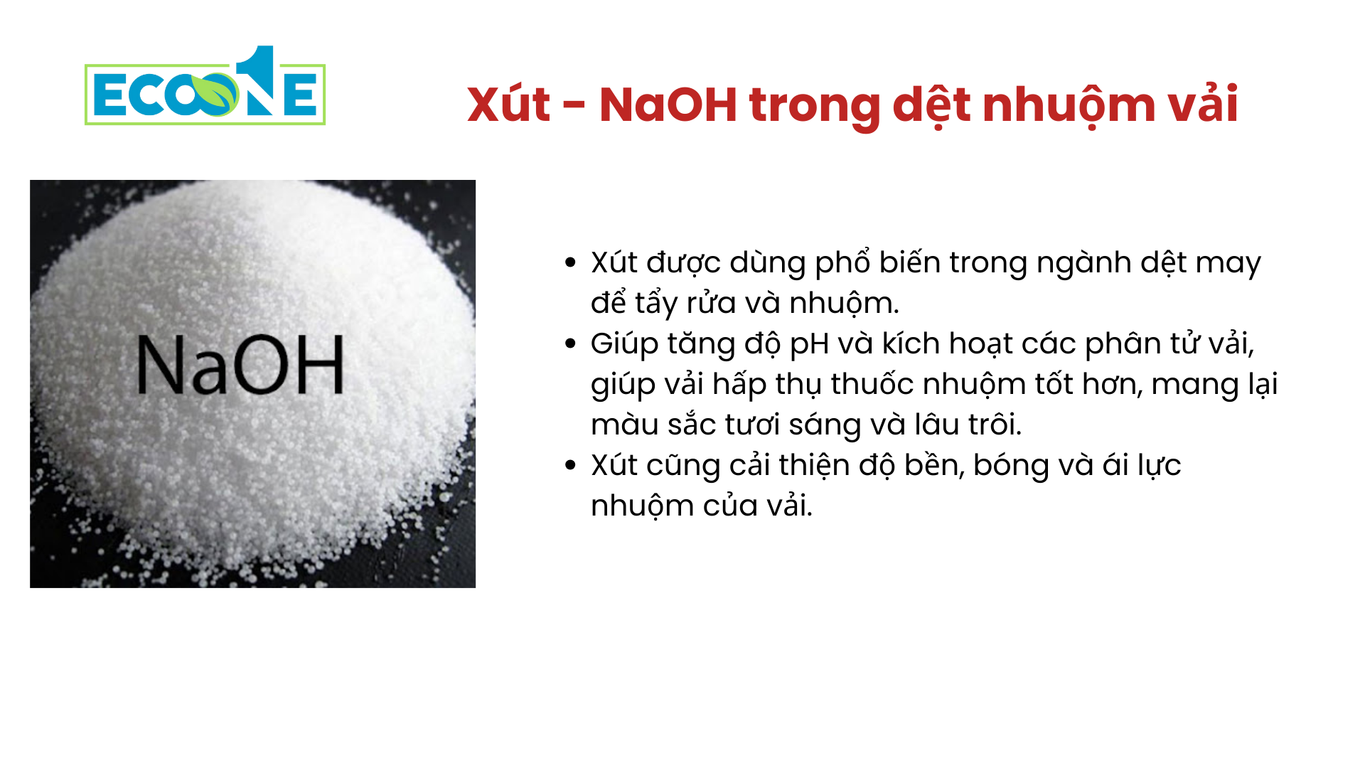 Hóa chất Xút - NaOH trong dệt nhuộm vải