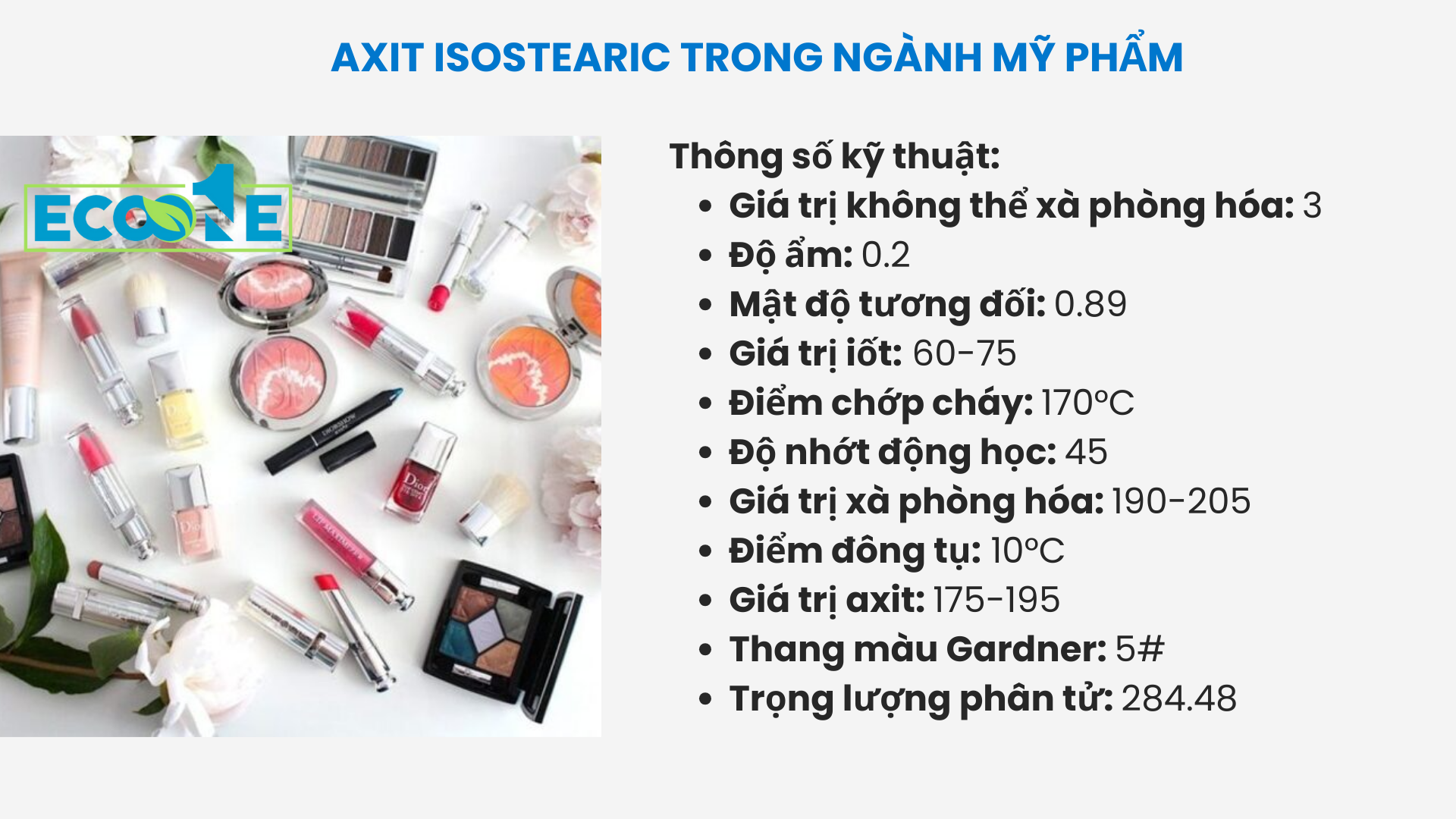 Axit Isostearic trong ngành mỹ phẩm