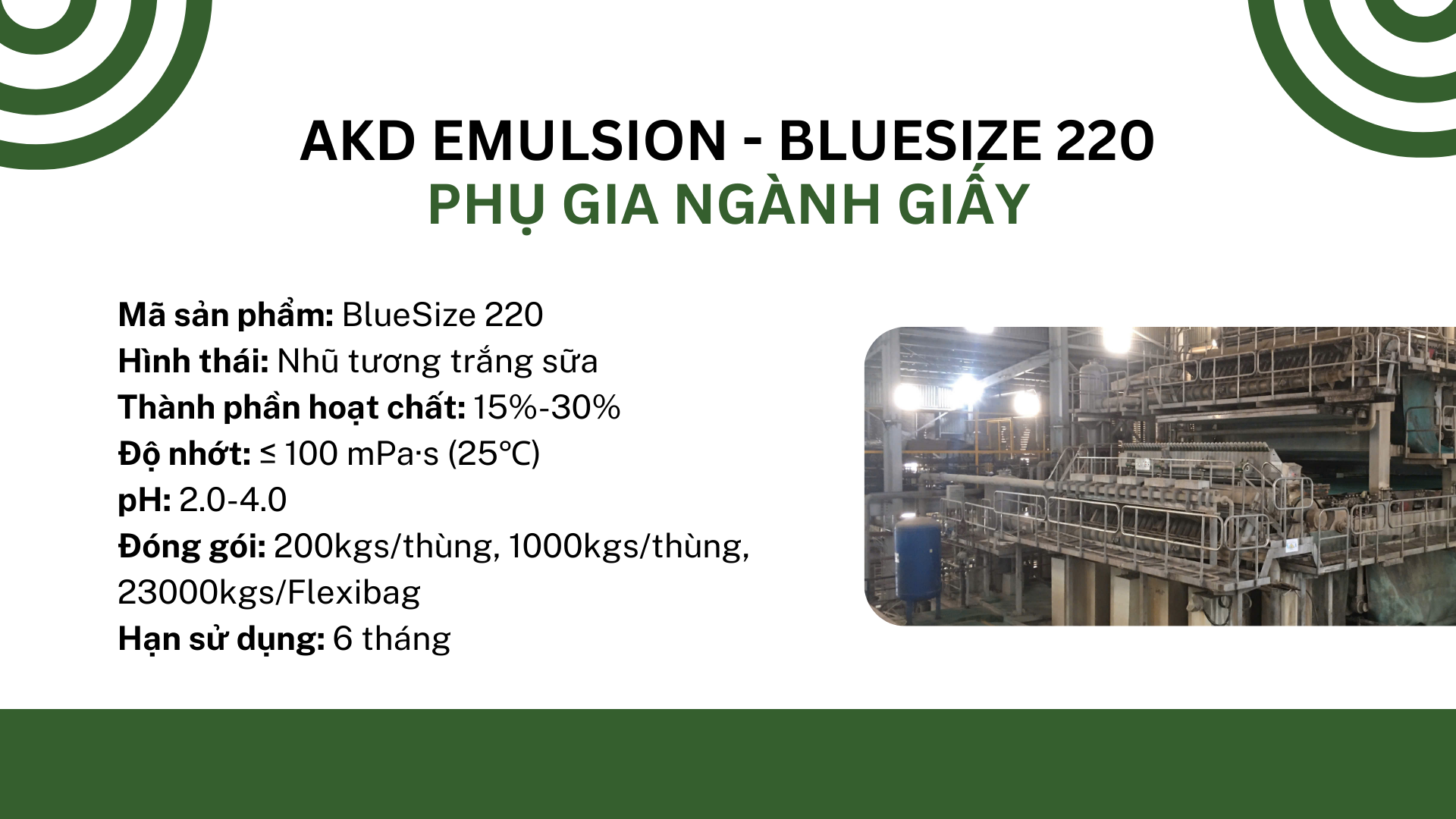 AKD Emulsion - Bluesize 220 phụ gia ngành giấy
