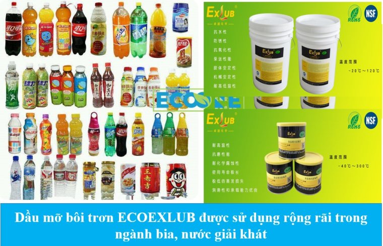 Dầu mỡ bôi trơn ECOEXLUB được sử dụng rộng rãi trong ngành bia, nước giải khát